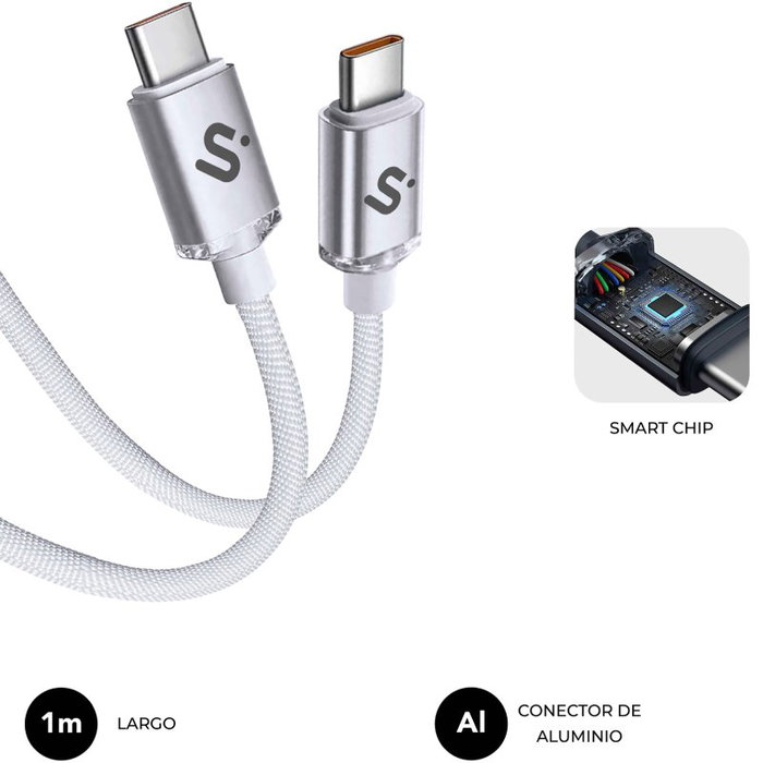 Subblim Cable Optimus USB-C a USB-C 60W 1m Blanco